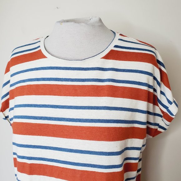 THREAD & SUPPLY Linen Burnt Orange Striped Dress - Picture 5 of 9